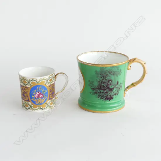 SEVRES SOFT PASTE COFFEE CAN C.1773 (H.68mm) & COALPORT BONE CHINA MUG, C.1845 (H. 94mm)