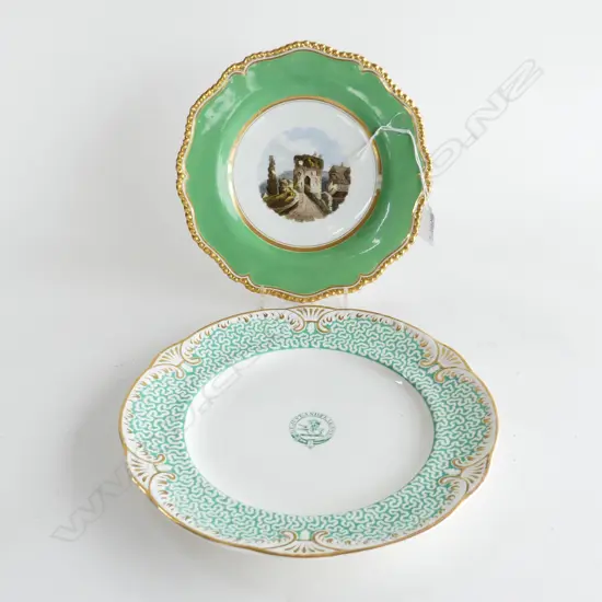 2 ANTIQUE PLATES; FLIGHT BARR & BARR, C.1810-30 (D.215MM) & ROCKINGHAM PLATE C.1830 (D.260mm)