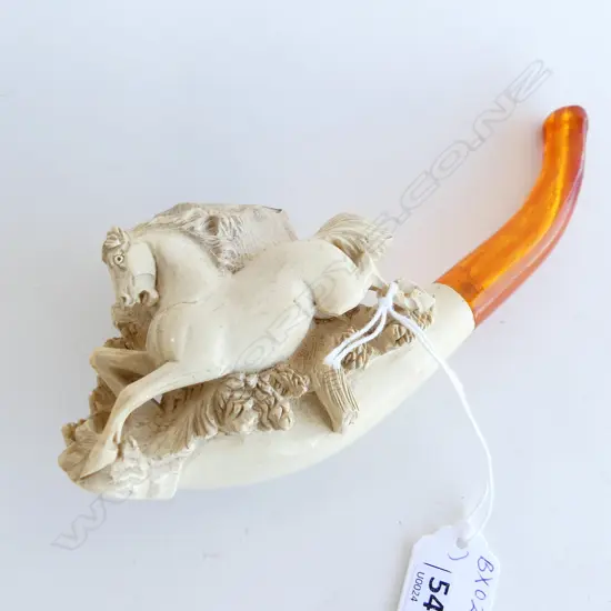 MEERSCHAUM LARGE CARVED HORSE PIPE L. 175MM
