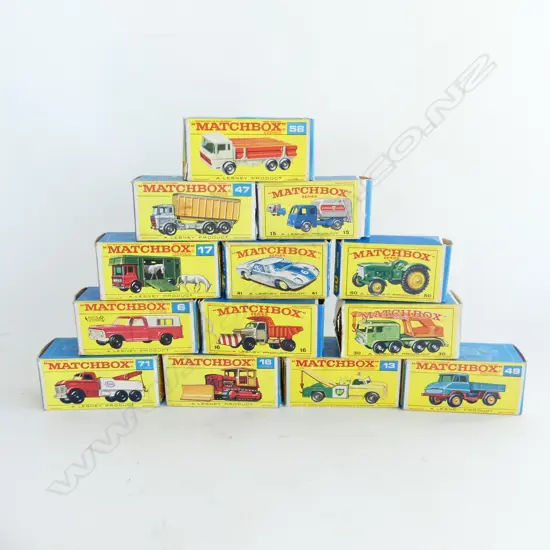 13 MATCHBOX LESNEY MODEL VEHICLES, ALL BOXED, PLAYWORN