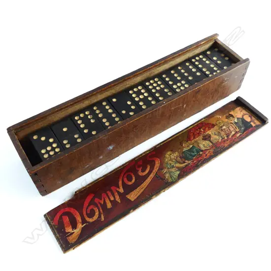 VINTAGE DOMINOES GAME IN WOODEN BOX