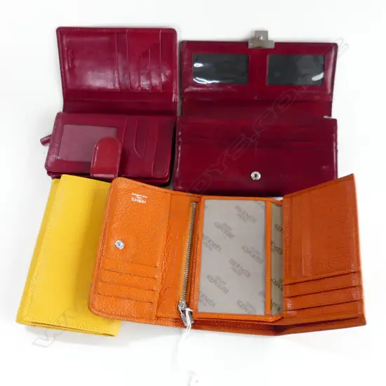 4 LEATHER WALLETS; FAUX 'HERMES', COLORADO, RENERO FIRENZE, JAG 185mm