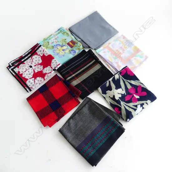 8 VINTAGE DESIGNER HANDKERCHIEFS INCL YVES ST LAURENT, KENZO, GIVENCHY, RALPH LAUREN, ETC..