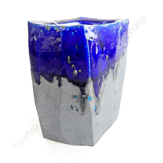 TOBY STAFFORD COBALT BLUE DIAMOND SHAPED VASE H. 180mm