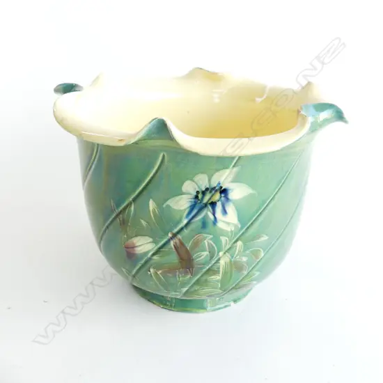VINTAGE FLORAL HAND PAINTED JARDINIERE. DIA. 245, H. 200mm