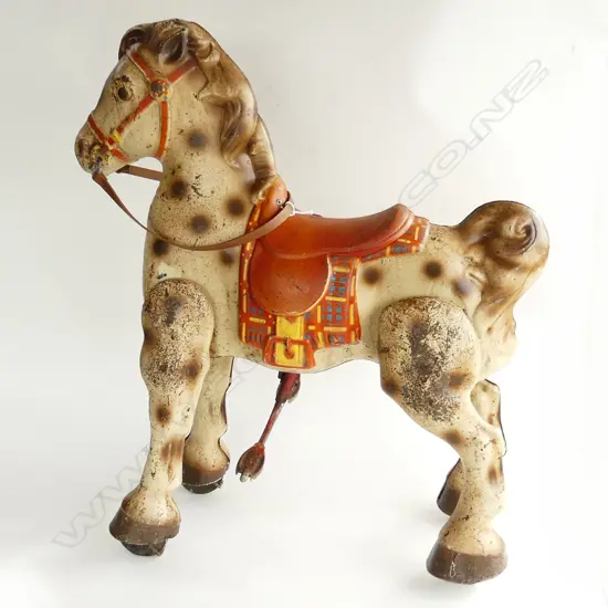 VINTAGE MOBO PAINTED METAL RIDE ON BRONCO HORSE H.760mm...