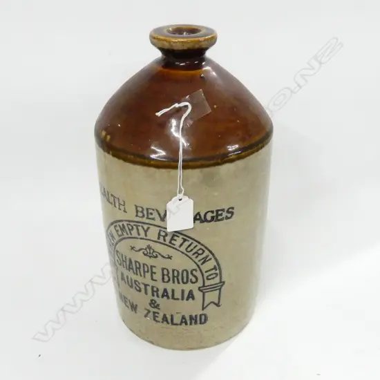 STONEWARE LARGE BOTTLE SHARPE BROS AUST & NZ LABLE H350MM