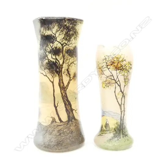2 VINTAGE FRENCH PAINTED VASES H.275mm