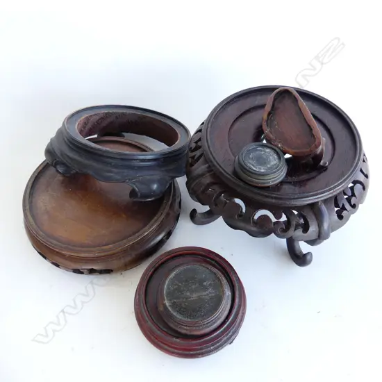 BOX 7 ASST ORIENTAL WOODEN STANDS 