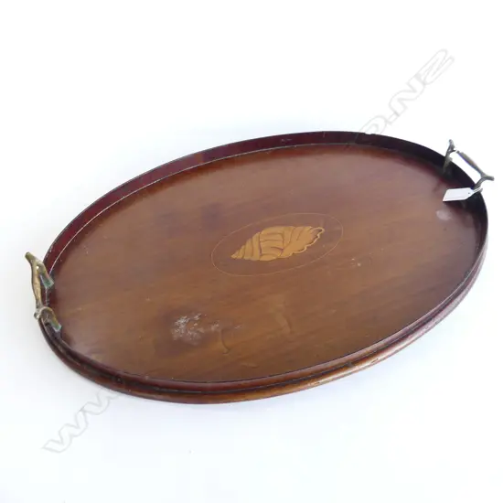 EDWARDIAN SHERITON REVIVAL GALLERY TRAY SHELL INLAID IN WOOD  L540MM