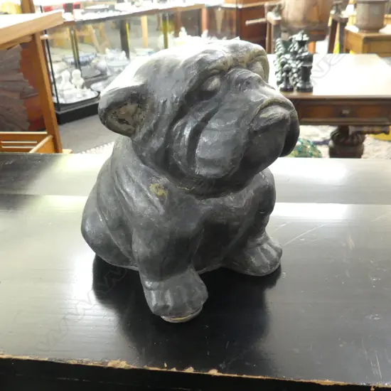 PAINTED CONCRETE CAST GARDEN BULLDOG  H.210mm