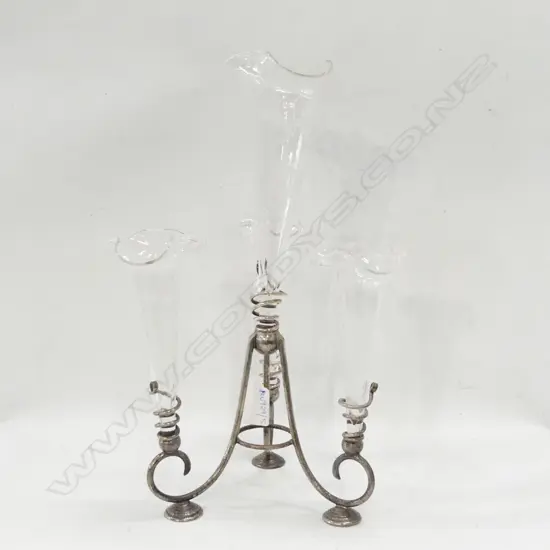 SILVER PLATE 4 VASE EPERGNE H.335mm
