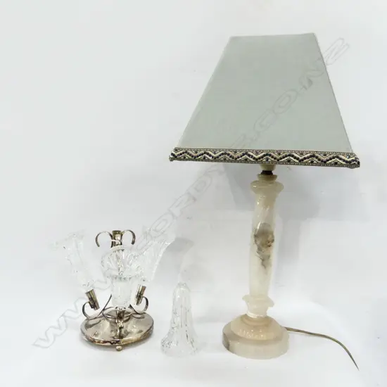 WHITE ONYX LAMP H.500mm + 4 VASE EP EPERGENE (AF)