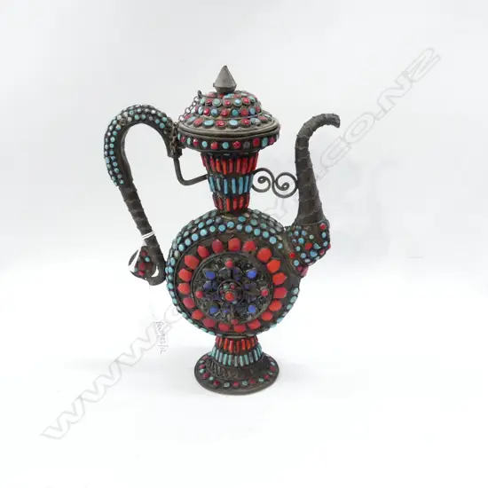 NEPALESE EWER w. CORAL & TURQUOISE H.230mm