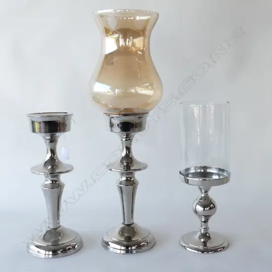3 HURRICANE LAMPS - ONE NO GLASS H.610 / 380mm