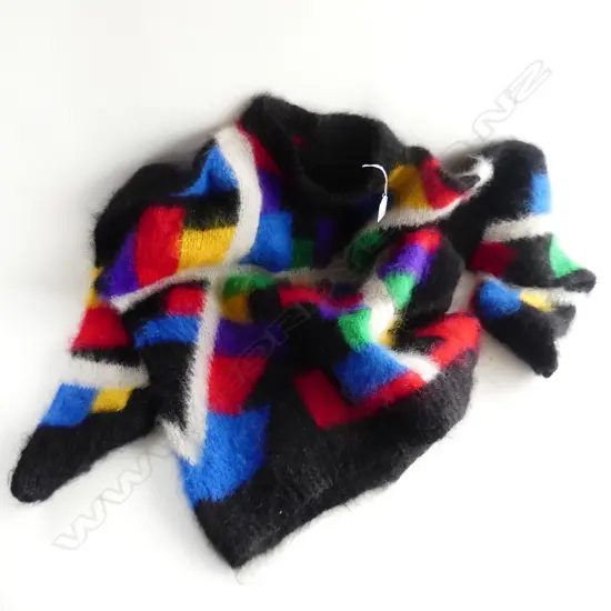 UNISEX RETRO HAND KNITTED GEOMETRIC MOHAIR SWEATER...