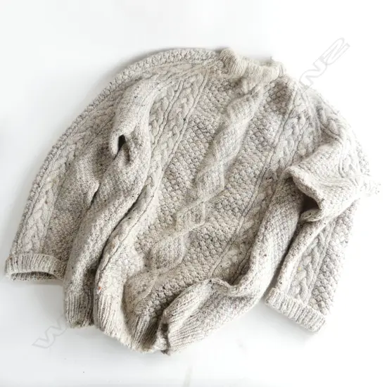 MENS HAND KNITTED ARAN CABLE CREW NECK SWEATER...