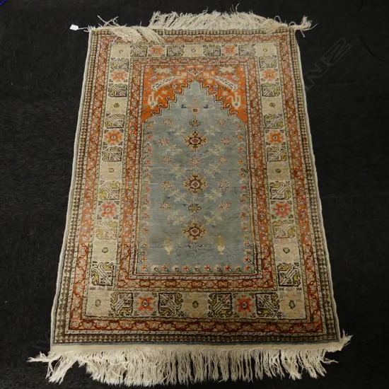 HAND KNOTTED WOOL PILE PRAYER RUG 1300x920mm