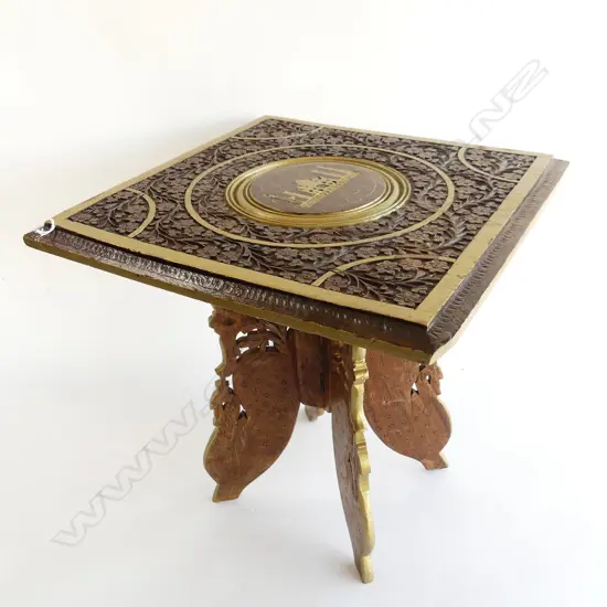 SMALL CARVED INDIAN TRAY TABLE 380x380mm
