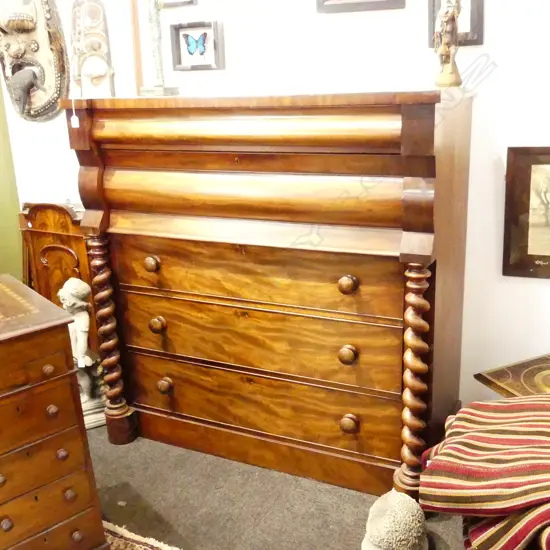 ANTIQUE MAHOGANY SCOTCH CHEST 1250x585x1270mm