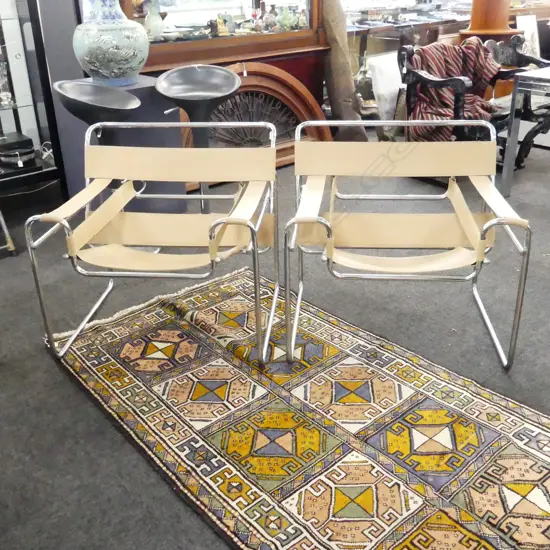 PR WASSILY CHAIRS; BEIGE LEATHER 800x650x750mm