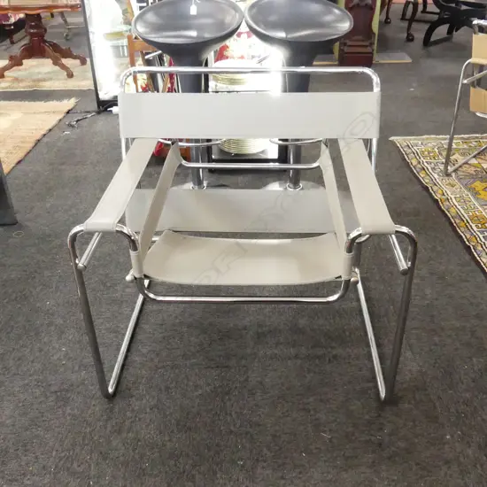 WASSILY CHAIR; GREY LEATHER 800x650x750mm