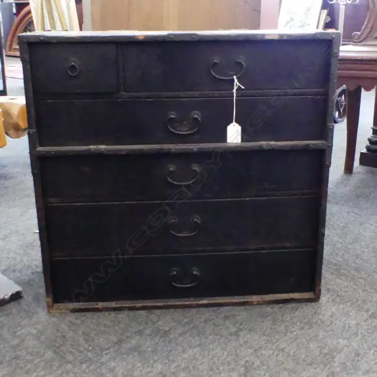 mid 1800'S JAPANESE 6 DRAWER COLLECTOR'S CHEST original dark finish 540 x 245 x 525mm