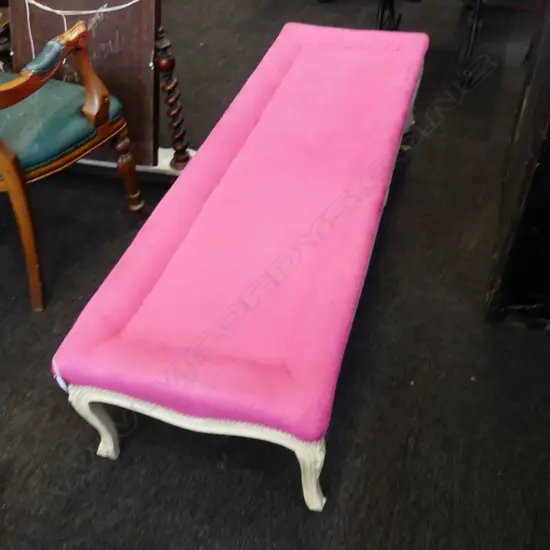PINK UPHOLSTERED FRENCH STYLE STOOL 1600x540x380mm