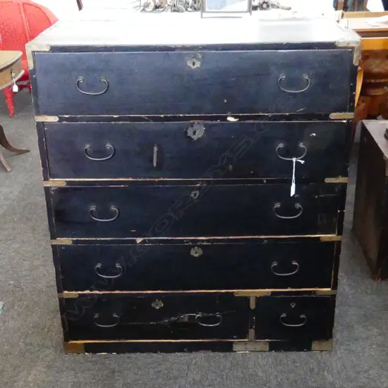  RUSTIC OLD LACQUERED CEDAR KIMONO CHEST A/F H110 W880 D44MM