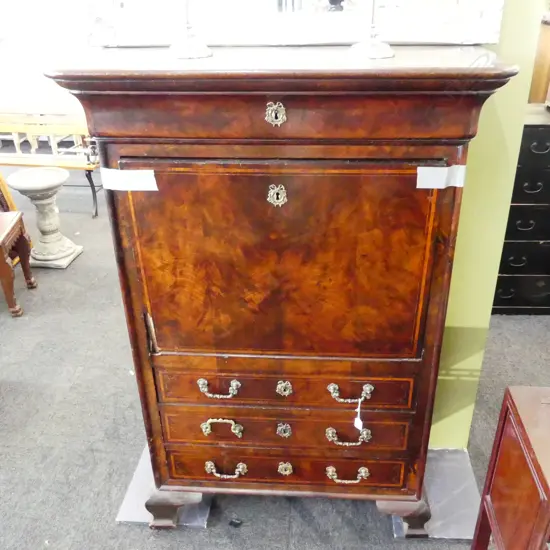 ANTIQUE WALNUT 4 DRAWER DROP FRONT CABINET 975x430x1415mm requires attention