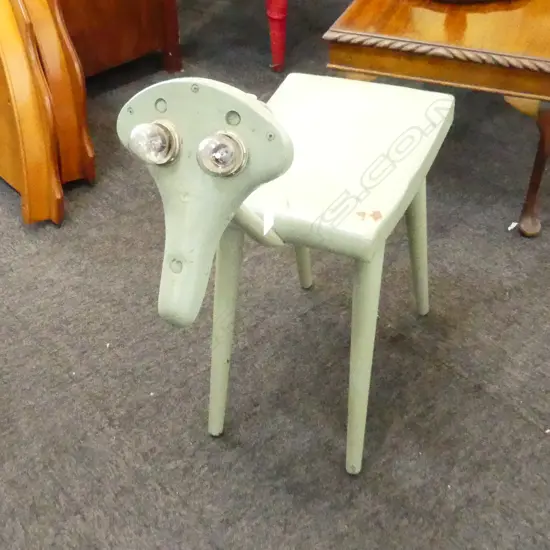 ANDREW HALL SCULPTURE 'BRUCE' (GREEN PAINTED STOOL) H.700mm