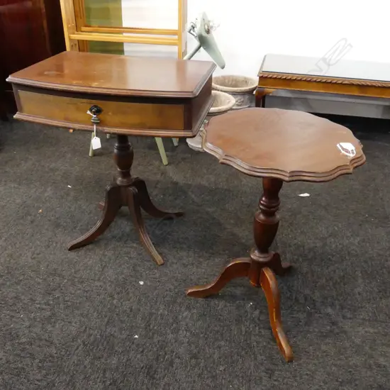 BEDSIDE TABLE & WINE TABLE (JOINT REPAIRED) H.550mm