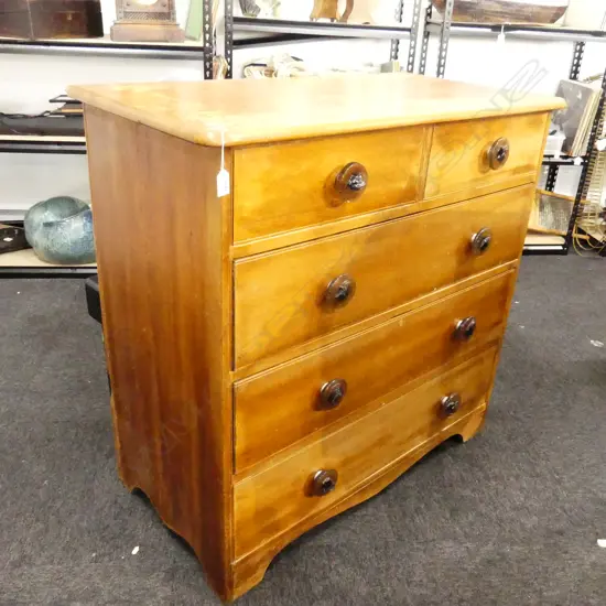 ANTIQUE CHEST OF DRAWERS w. MODERN GLASS HANDLES 990x505x955mm