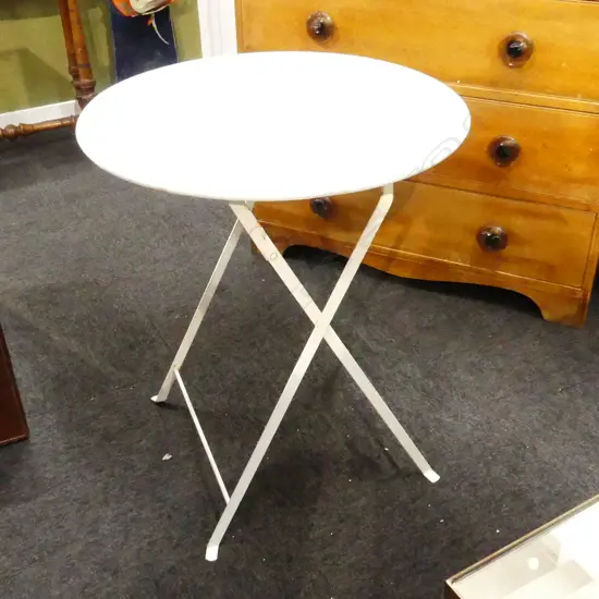 METAL FOLDING OUTDOOR TABLE; WHITE FINISH H.700mm / 600mm dia