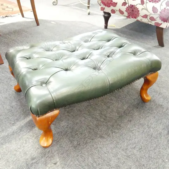 LEATHER BUTTONED FOOT STOOL 650x500x300mm