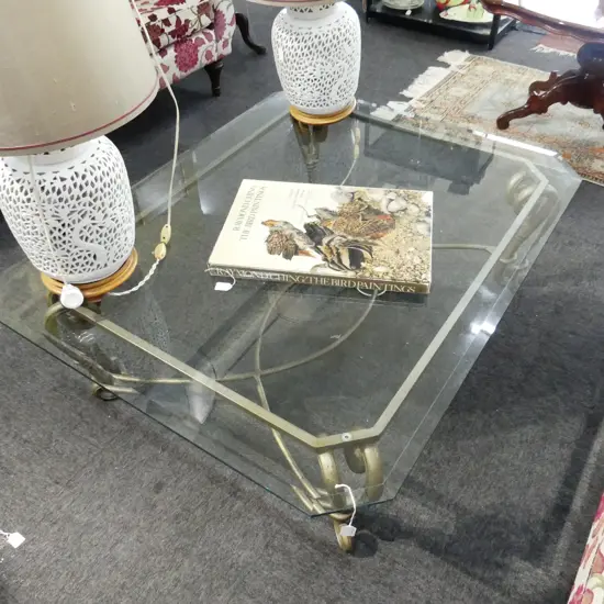 WROUGHT IRON & GLASS COFFEE TABLE 1270x1010x435mm