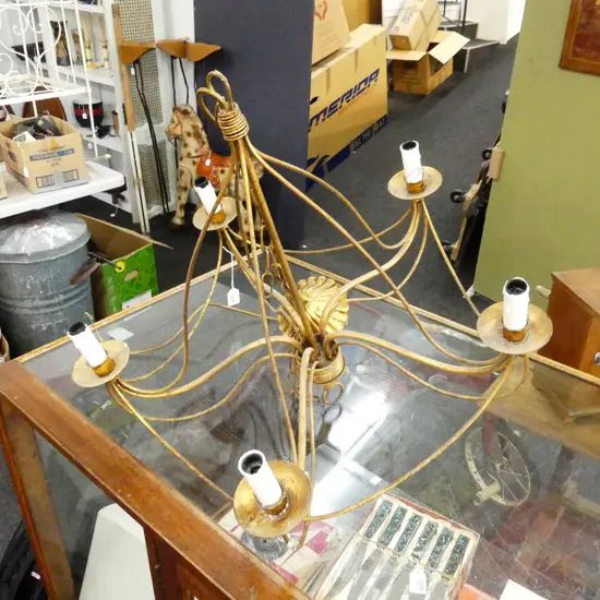 5 LIGHT GILT METAL LIGHT FITTING H.560mm