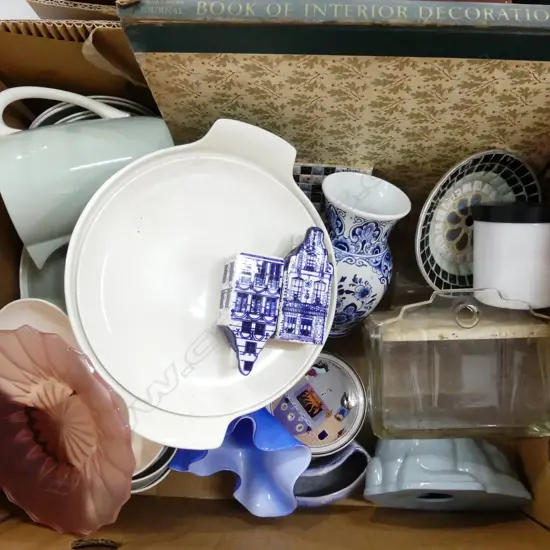 BOX LOT ASST. CERAMICS; CELADON POOLE ETC