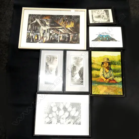 ASST ART INCLUDING ACRYLIC 1966 + OIL ON BOARD + REI HANON + OTHER