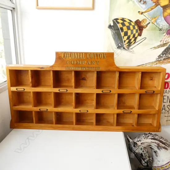 PIGEON HOLE CABINET 'COLONIAL COTTON COMPANY' W.1020mm