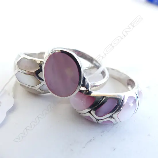 3 925 SILVER & MoP RINGS