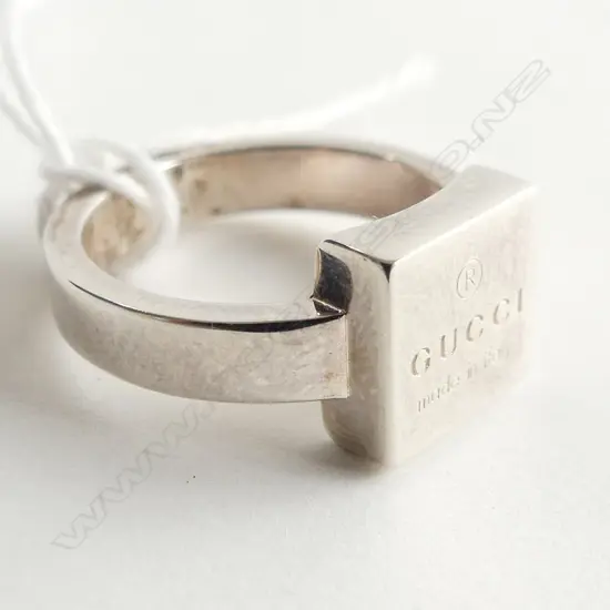 925 SILVER SQUARE GUCCI RING, 7.4GMS