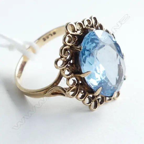 9CT? BLUE STONE RING 3.5 GRAMS SIZE O