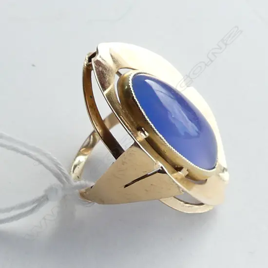 14CT GOLD & PURPLE GEM RETRO RING 6.0 GRAMS