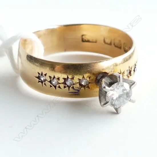 18CT DIAMOND RING B'HAM  4.9 GRAMS SIZE R