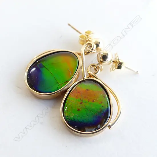 PR 14CT GOLD DROP EARRINGS WITH COLOURED STONES 4.3GMS