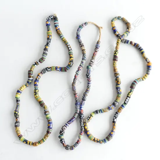 3 HAND DECORATED AFRICAN STYLE BEAD NECKLACES