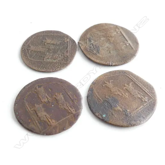 4 EARLY ENGLISH / 17tHC COIN TOKENS; 1668 / 1669 A. D. 20mm dia