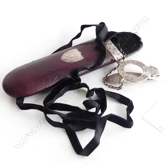 STG SILVER MOUNTED SPECTACLE CASE WITH GLASSES, CHESTER, 1906
