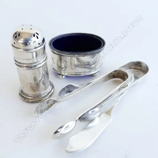 BAG OF S/SILVER CONDIMENTS SUGAR TONGS ETC  W100GMS